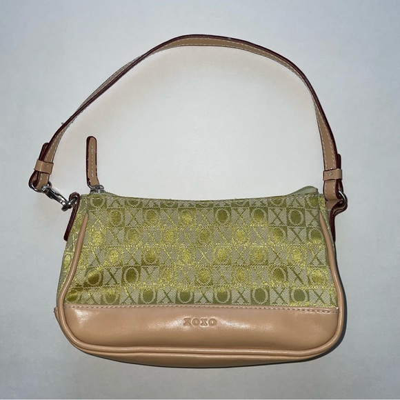 XOXO Y2K lime green tan mini shoulder bag purse inner zipper pocket 90s 2000s - Picture 2 of 12